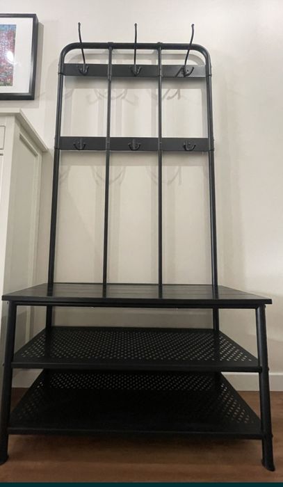 Wieszak do przedpokoju z ławką na buty loft