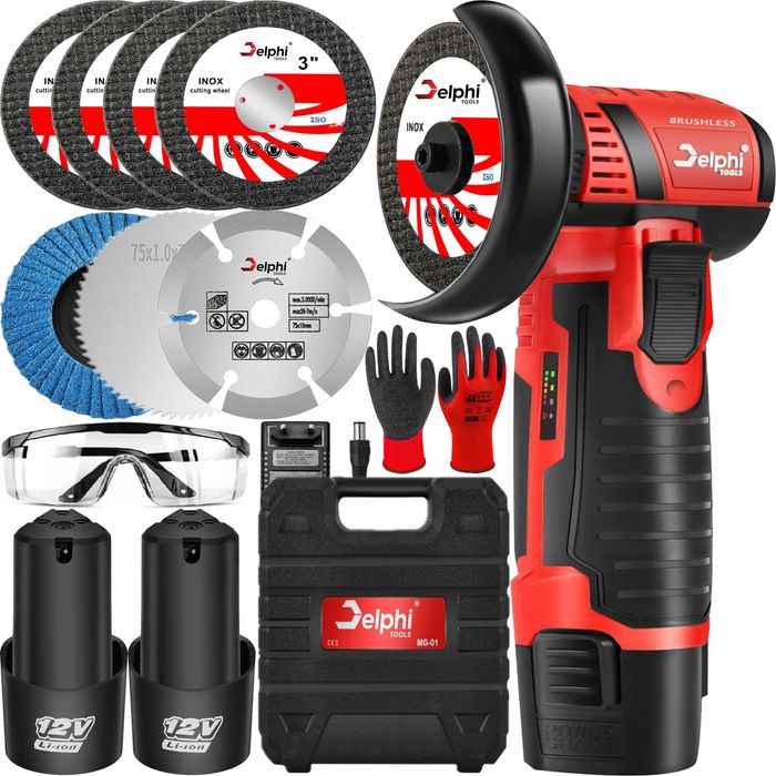 Szlifierka Kątowa Akumulatorowa Bezszczotkowa Mini Gumówka 7x Tarcza