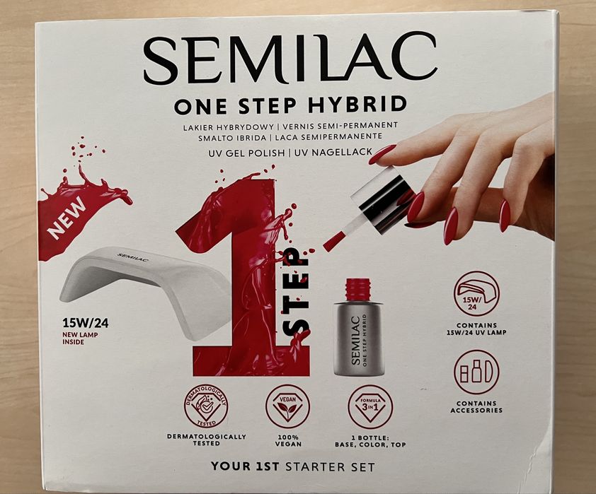 Zestaw do manicure hybrydowego Semilac One Step Hybrid z lampą UV LED!
