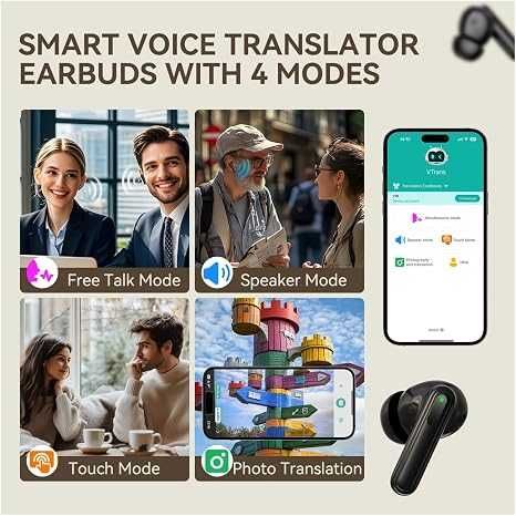 Słuchawki tłumaczące AI \ Translator AI Earphone vtrans-v20