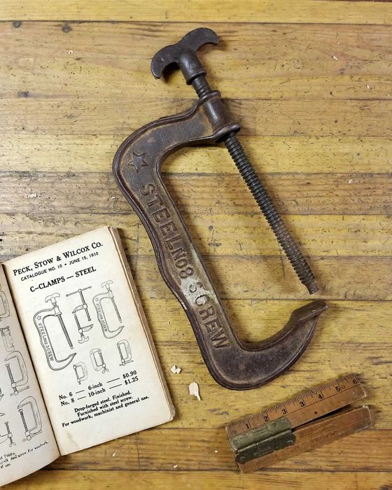 Vintage Antique Carpenter's C-Clamp, Sergeant Clamp, 19th/20th Century USA