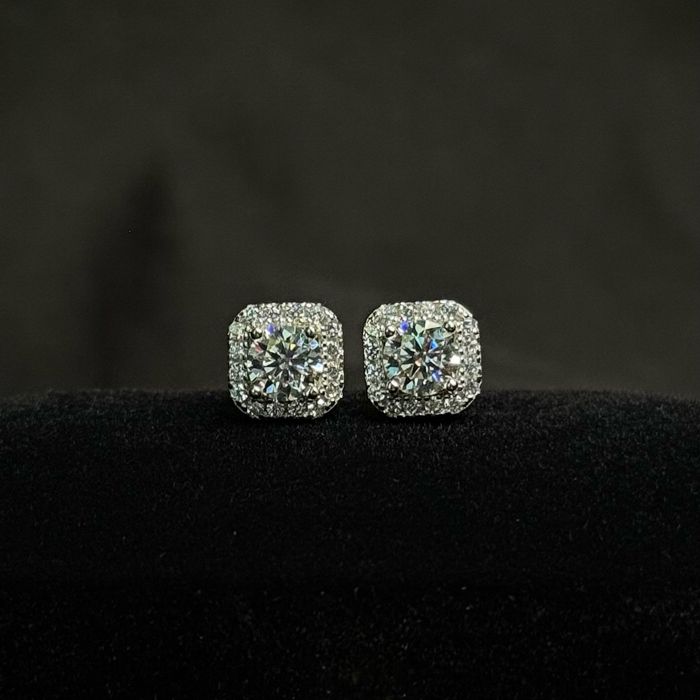 Сережки з муассанітами 1 та 2 ct