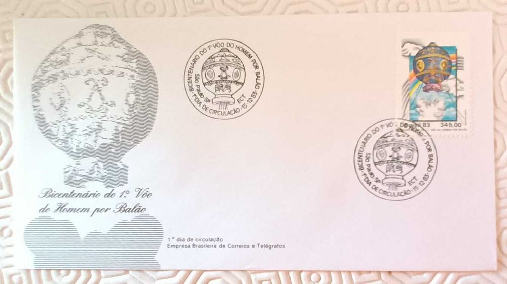 FDC Selos Brasil 1983 - 1º Voo Homem Balão