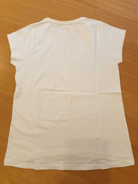 T-shirt branca com flores e "Be Happy" em prateado da Zippy 13/14 anos