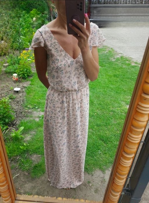 Sukienka długa midi maxi kwiaty floral boho