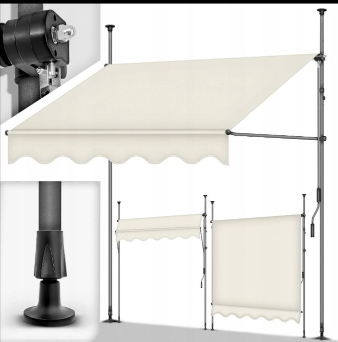 Markiza balkonowa tarasowa ogrodowa – regulowana, wodoodporna, UV50+ 400cm