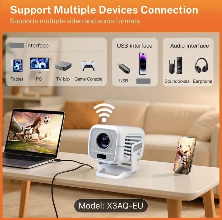Проектор WEMI X3AQ-EU 4 k/1080 p,wifi нові заводські плівки і пломби
