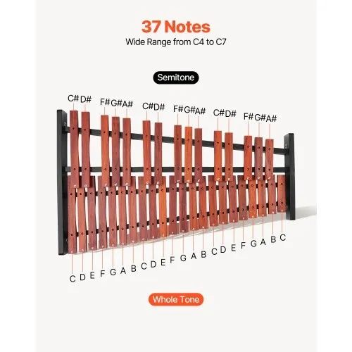 Xilofone Glockenspiel VEVOR, 37 notas, Instrumento de Percussão Profissional