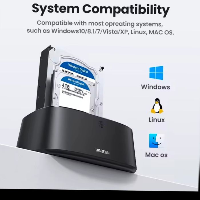 Док-станція UGREEN для жорстких дисків 2.5"/3.5" нова