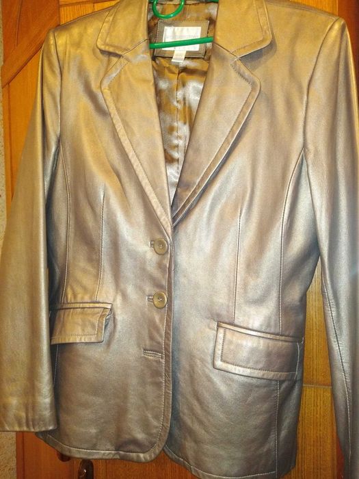Піджак з натуральної шкіри кольору бронза