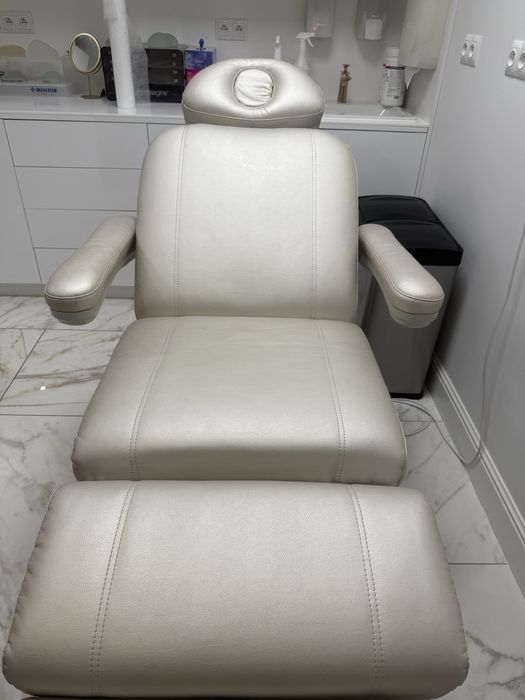 Fotele kosmetyczne elektryczne x5 | podgrzewane | 360° | perłowe | jak nowe