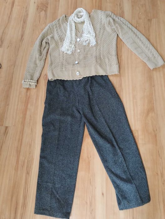 Zestaw 3 spodnie kardigan casual sweter