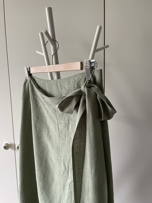 Lniana spódnica - len 20 % wiązana kopertowa spódniczka rozmair S lato