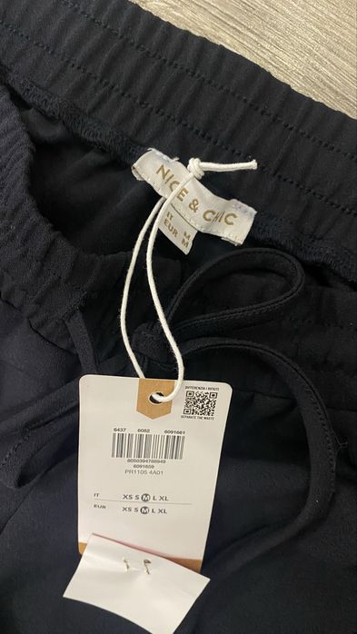 Нові штани-палаццо темно-сині, розмір М, на резинці та з шнурком