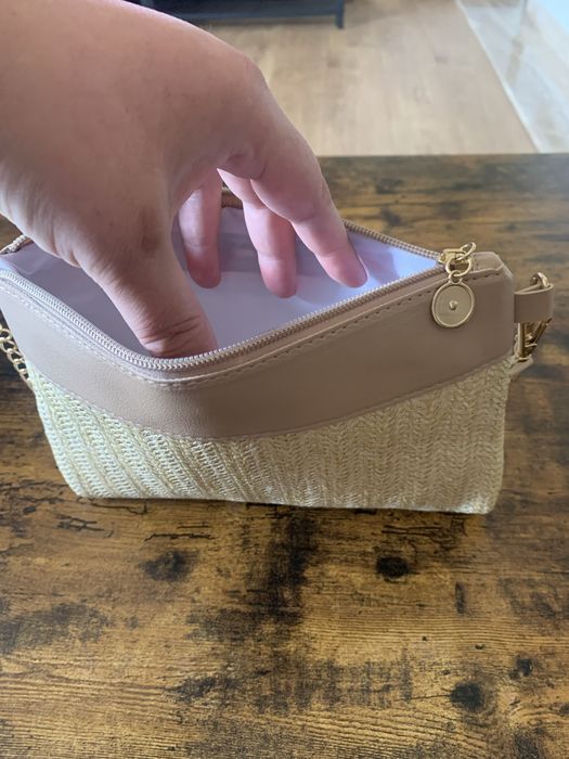 Torebka pleciona słomkowa słomiana letnia hit lata na zamek morela