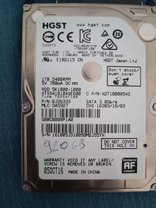 Disco duro 1tb hgst 2.5 sata