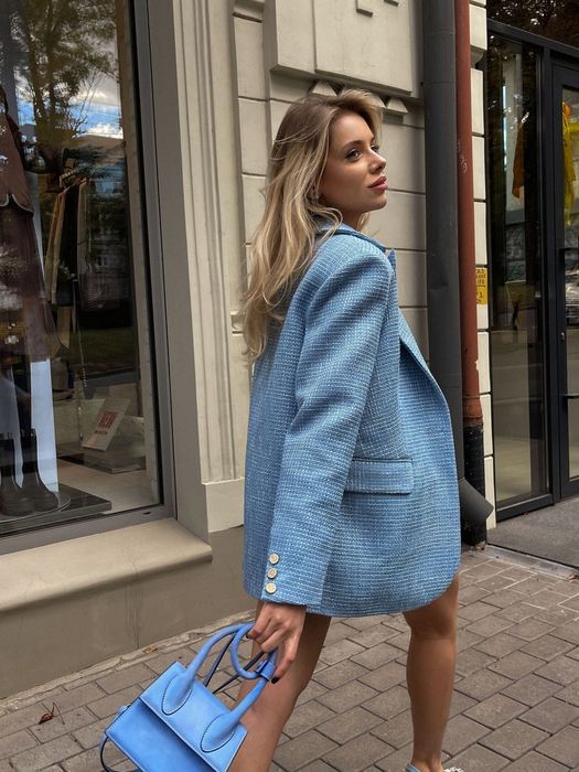Твідовий костюм блакитний