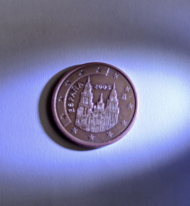 Moneta 5 eurocent z hiszpanii z defektem