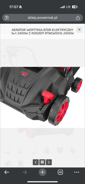 Areator  wertykulator elektyczny 3W1 2400W Z KOSZEM  2400W