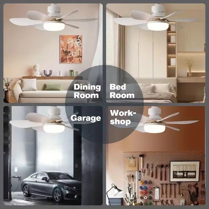 Ventoinha de Teto com Luz LED e Comando + Base universal E27
