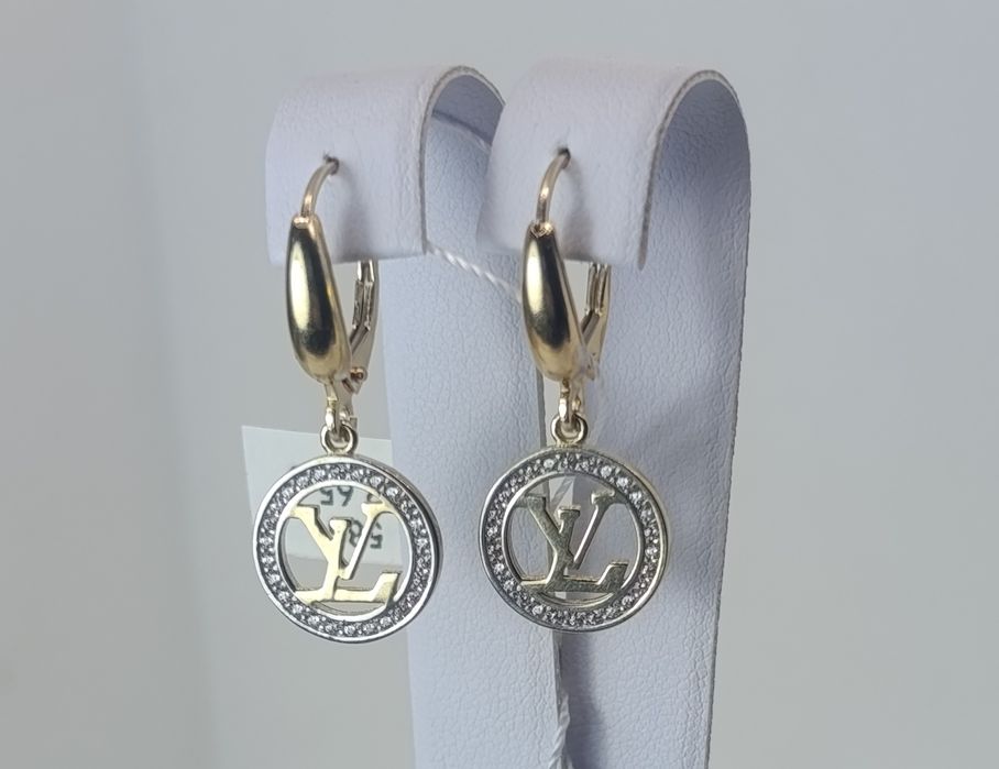 Złote kolczyki z cyrkoniami Loui Vuitton złoto próby 585° 14k