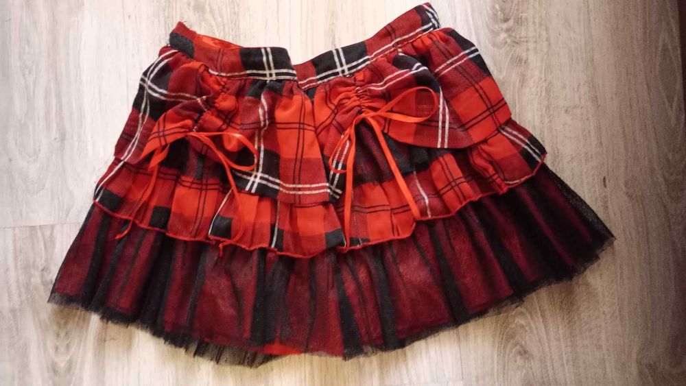 Emo gothic spódnica czerwona w kratę ze ściągaczami