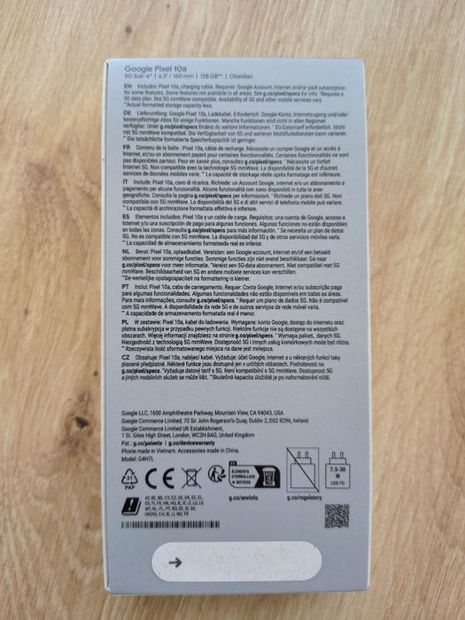 Google Pixel 10a 5G 8/128GB Obsidian – NOWY, Zaplombowany, Faktura ...