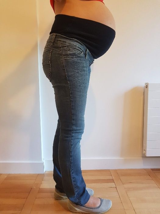 Jeansy, spodnie dżinsowe ciążowe Happy Mum, rozm. 38