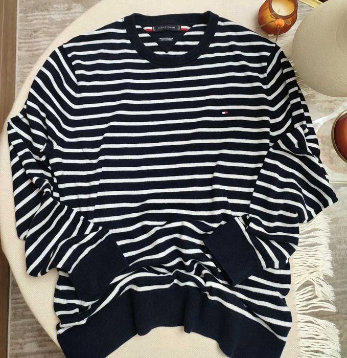 Темно-синій светр tommy hilfiger з бавовняної суміші з кашеміром L-XL