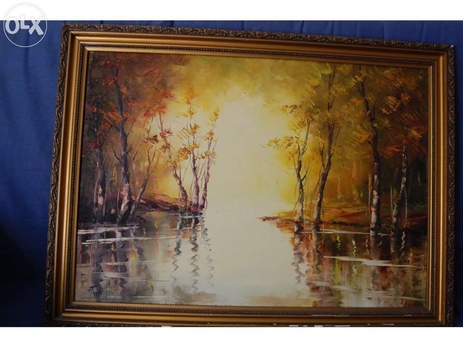 quadro Pintura original do choupal de Coimbra 1967 Fernando Viana