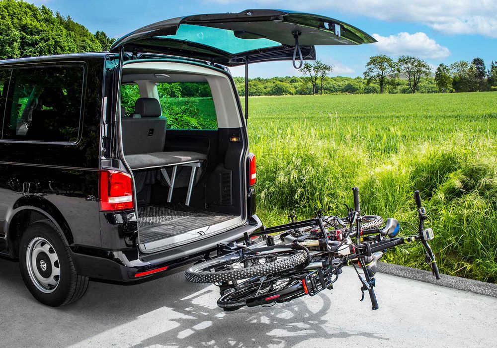 EUFAB składany bagażnik rowerowy na hak Premium2 + VAN Kamper XL Klapa