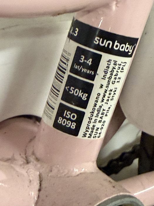 Sprzedam rower Sun Baby różowy 14 cali kask gratis