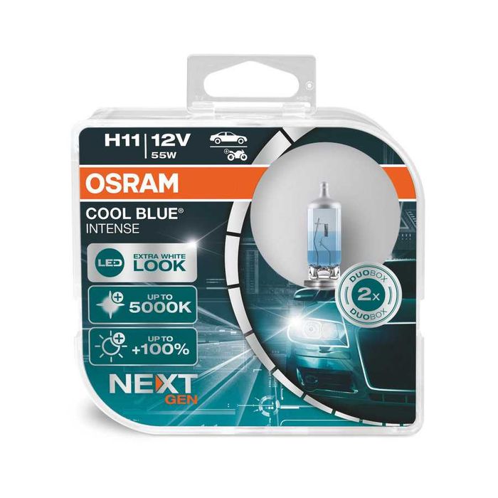 Lâmpadas Osram Cool Blue Intense Next GEN 5000K +100% H1/H4/H7/H8/H11
