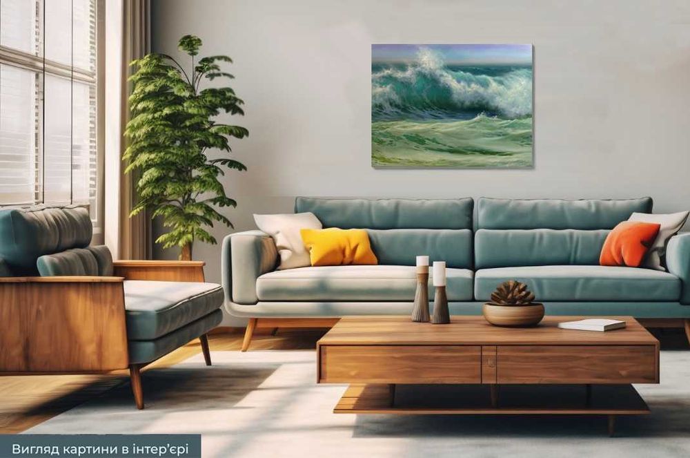 Картина маслом море, морський пейзаж (полотно,олія) "Мереживо піни”