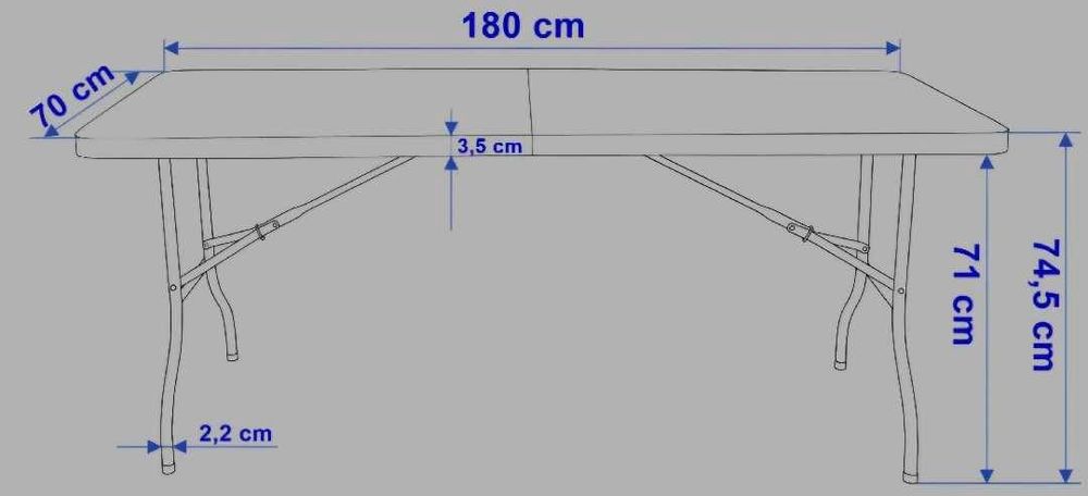 Stół cateringowy BALI BLACK składany w walizkę 180 cm