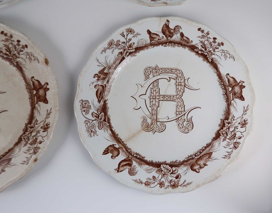 4 Pratos Brasonados "CR" Séc. XIX