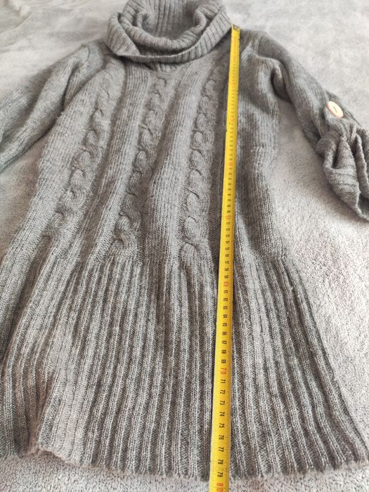 Sweter golf dłuższy tunika ciążowa Happymum r. S ciepły szary
