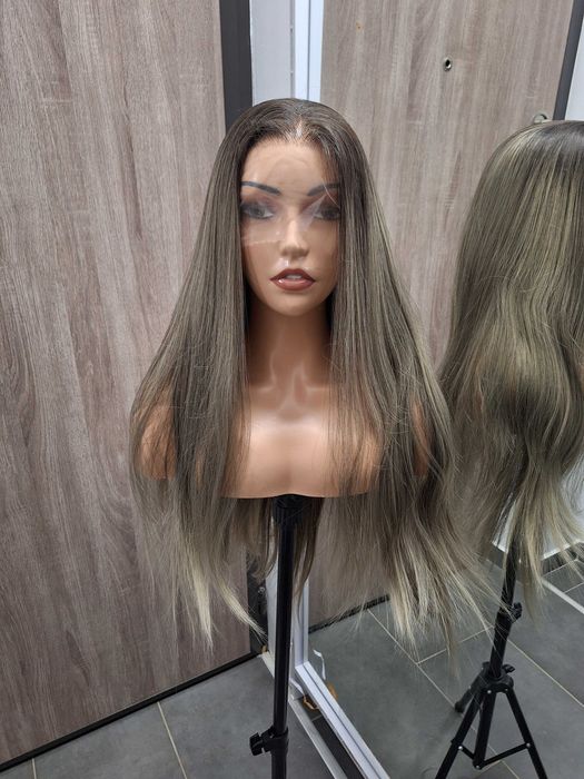 Długa Prosta Ciemny Blond Peruka Koronkowej Siateczce Lace Front Wig