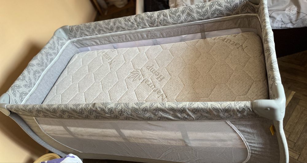 Детская кровать-манеж Skiddou Lunar 2в1 + конопляный матрас Natural Hemp