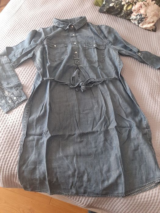 Ciążowa sukienka 40 midi lekki jeans
