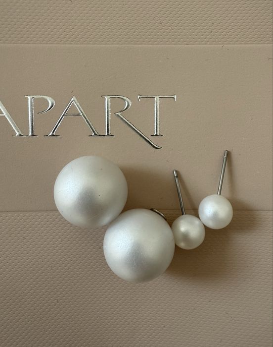 Kolczyki kulki perły dwustronne double ball eleganckie klasyczne