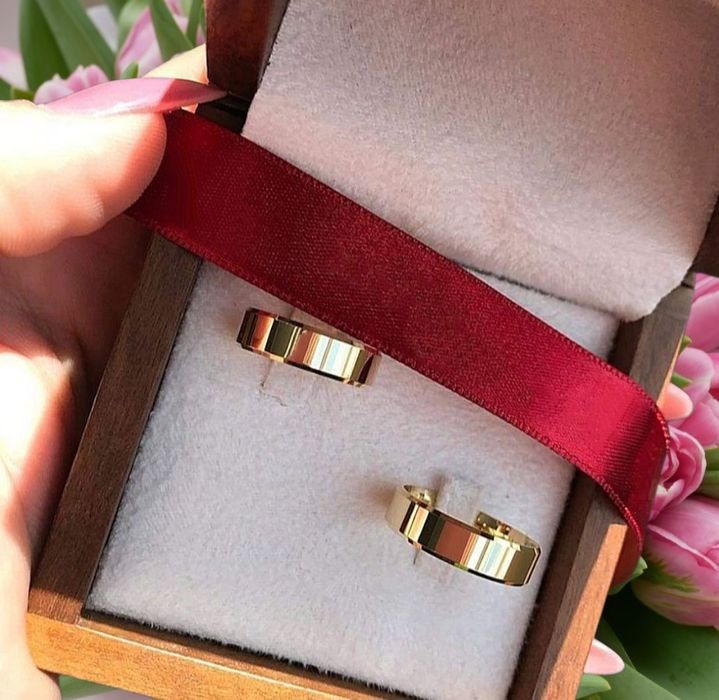 Fazowane eleganckie gładkie złote OBRĄCZKI ślubne