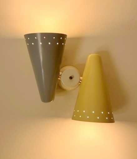Par de candeeiros de parede Louis Kalff Philips ND16, anos 50