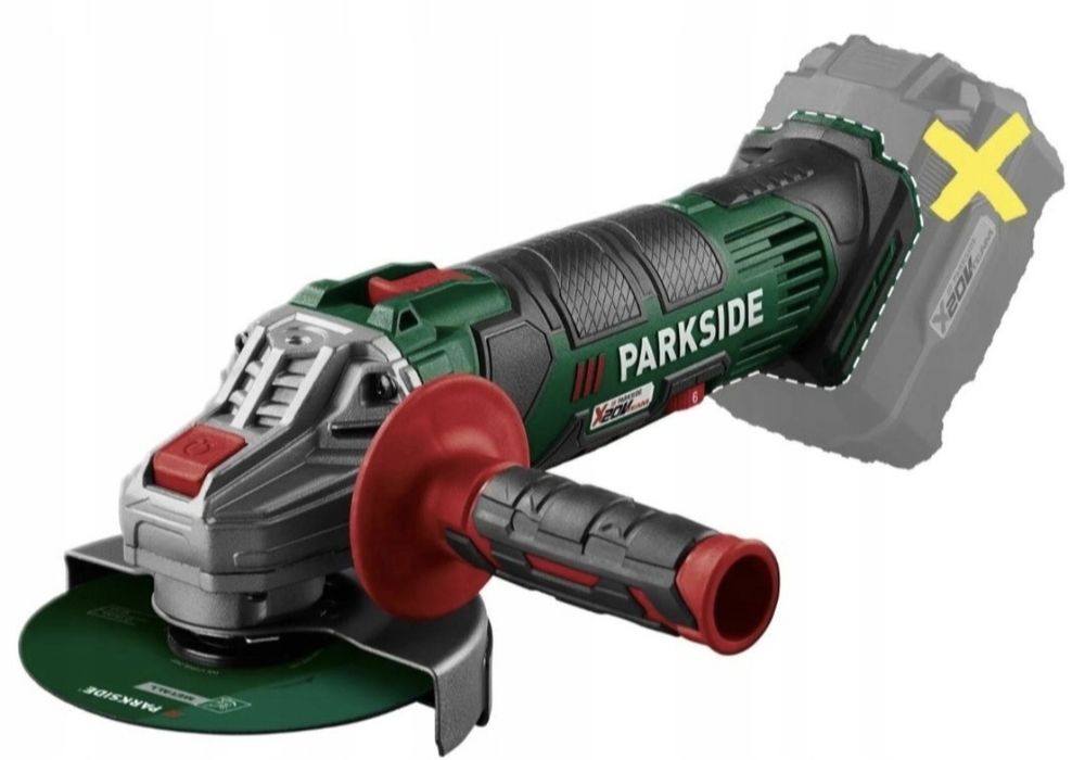 Bezprzewodowa szlifierka kątowa Parkside PWSA 20 LI X20 V TEAM o mocy 20.
