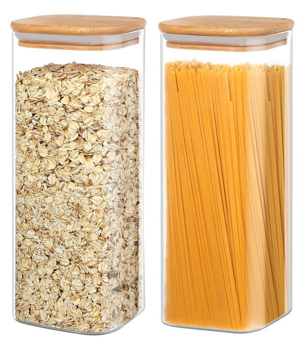 YUEYEE 2-pak szklanych pojemników 2100 ml z pokrywką