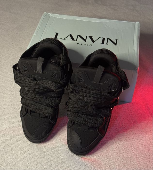 [БЕЗ ПЕРЕДПЛАТ] Кросівки Lanvin Curb Black / ланвін чорні кроси сваг