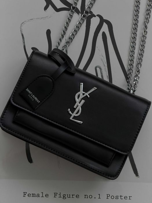 Жіноча сумка клатч Saint Laurent через плечо  Лоран серебро