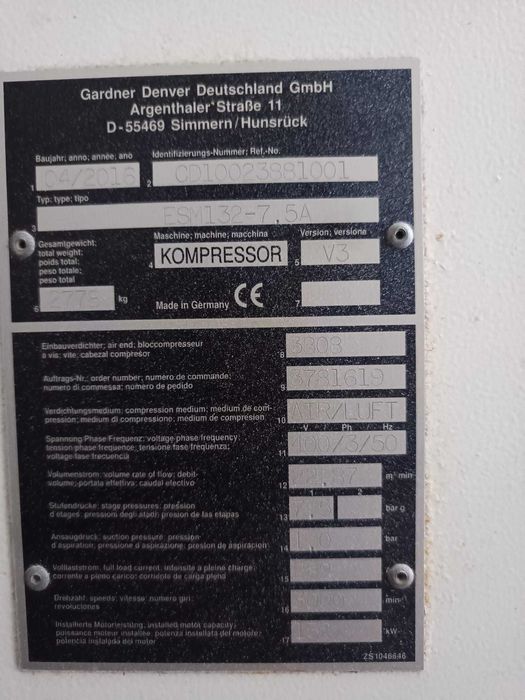 Compressor de Ar Gardner Denver ESM 132e