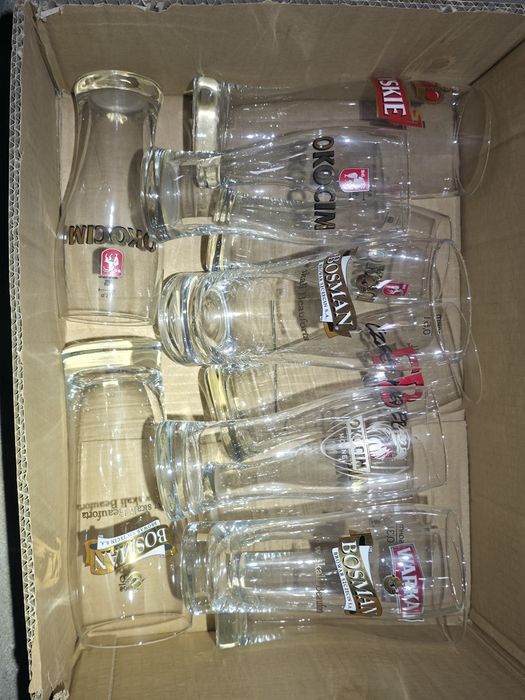 11 sztuk Kufel szklanki do piwa Bosman EB Okocim Warka Tyskie Wrocław