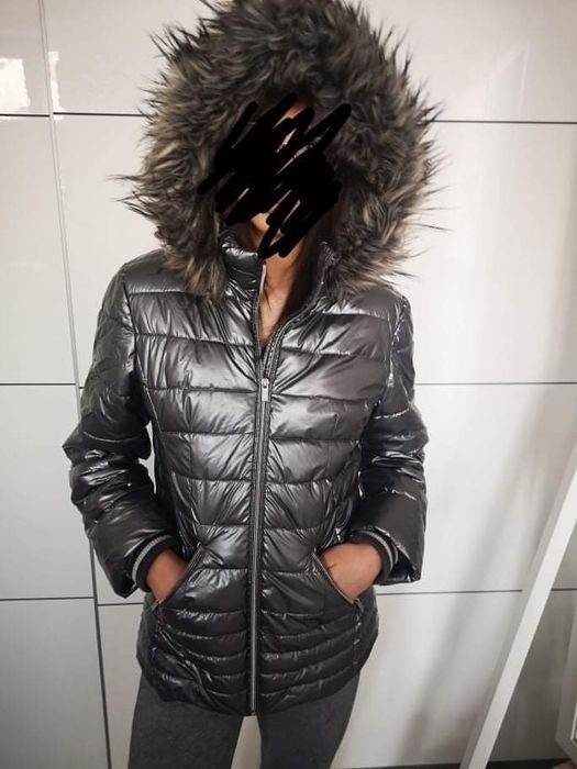 Next srebrna ciepła kurtka rozm. 164-170 cm.